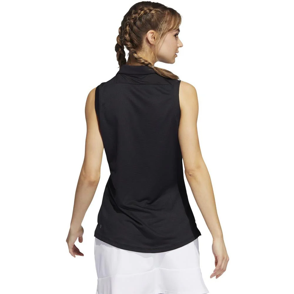 Adidas Women's Primeblue Ottoman Stripe Sleeveless Polo