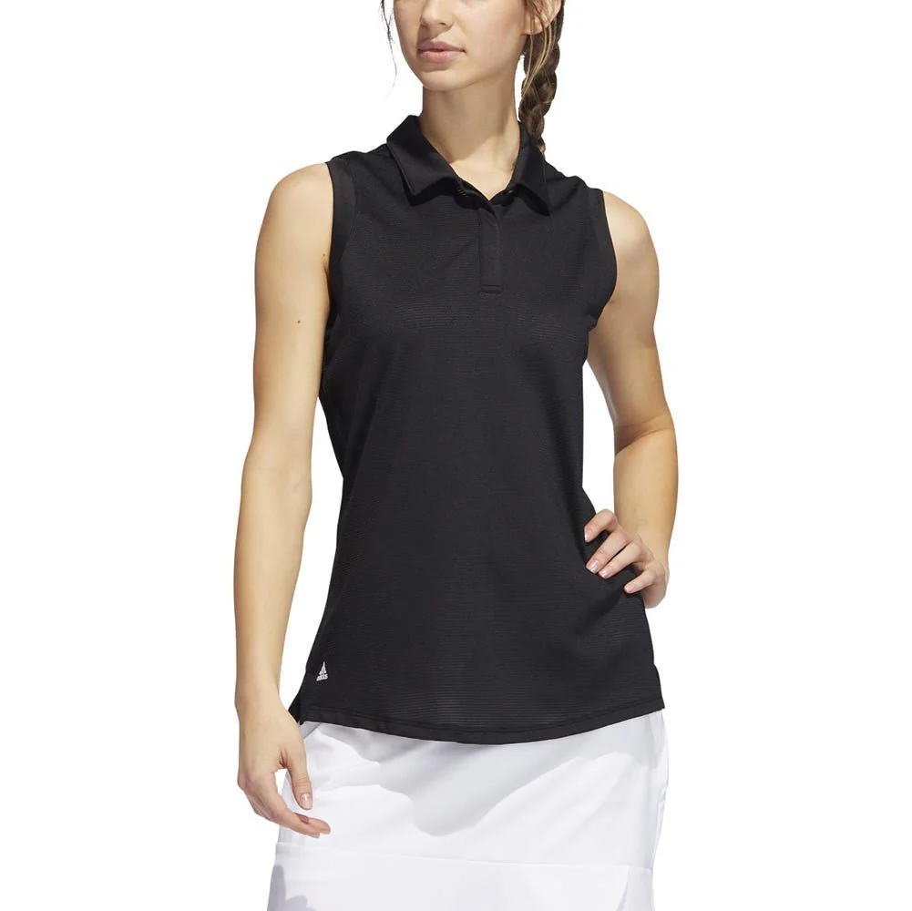 Adidas Women's Primeblue Ottoman Stripe Sleeveless Polo - Image 2