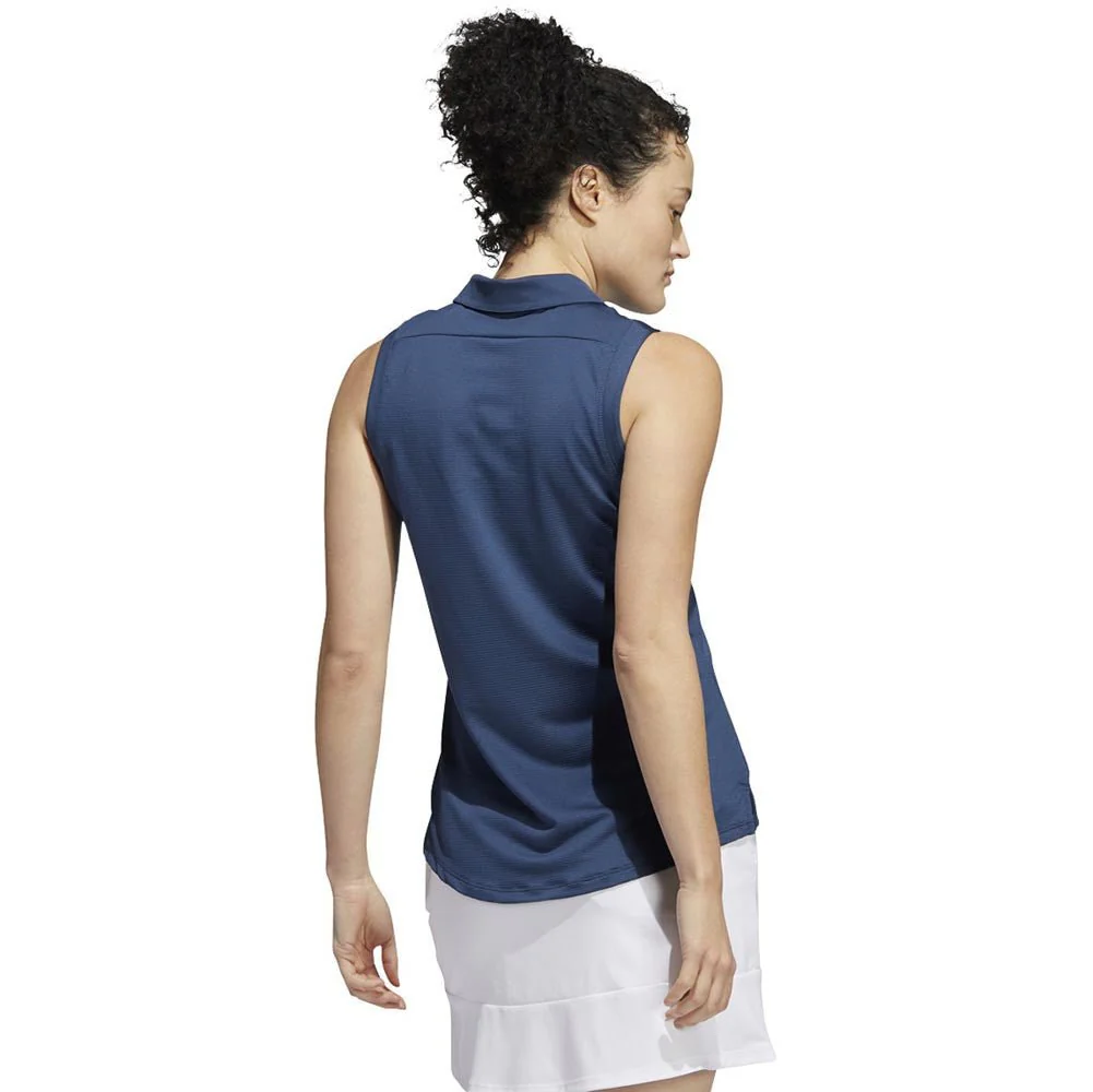 Adidas Women's Primeblue Ottoman Stripe Sleeveless Polo - Image 4