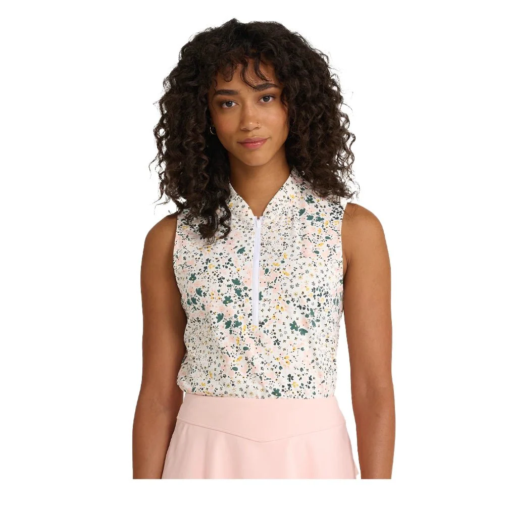 Bad Birdie Women's Daisy Paisley Blade Collar Sleeveless Polo