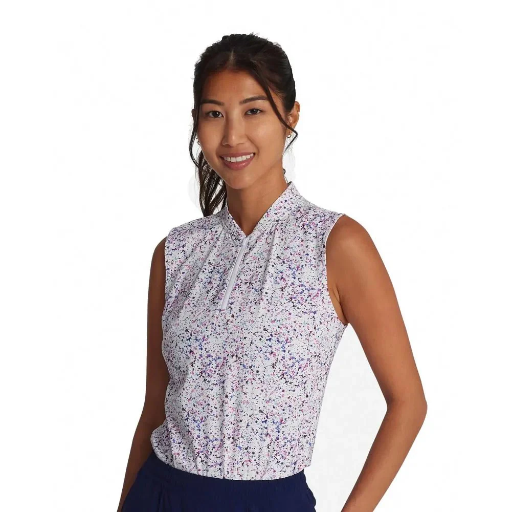 Bad Birdie Women's Paint Splatter 3 Blade Collar Sleeveless Golf Polo