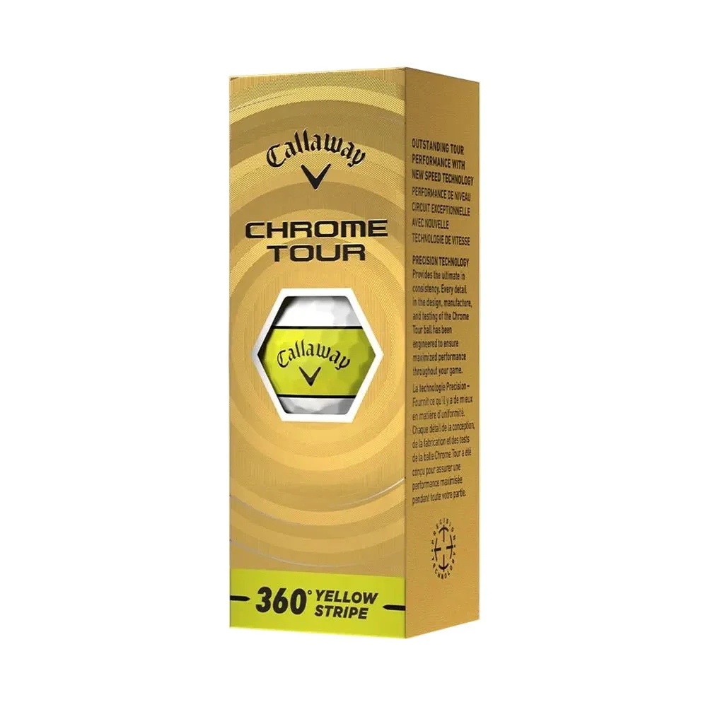 Callaway Chrome Tour 360 Stripe Golf Balls - Yellow - Image 4