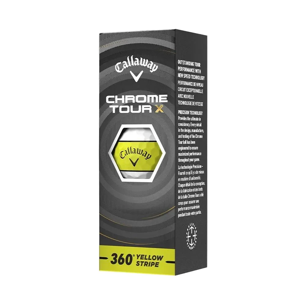 Callaway Chrome Tour X 360 Stripe Golf Balls - Yellow - Image 4