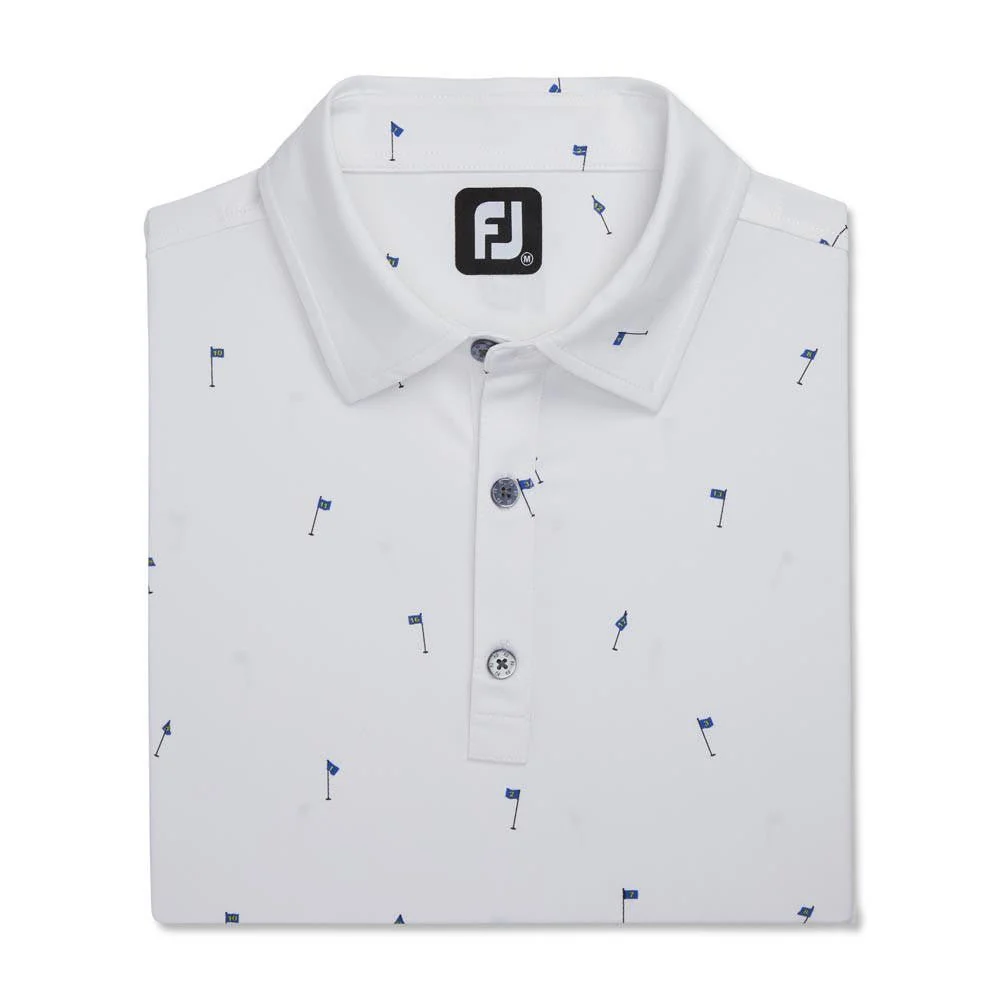 FootJoy 18 Holes Print Lisle Self Collar Polo - Image 11