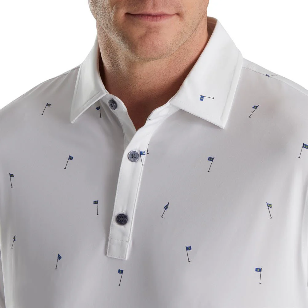 FootJoy 18 Holes Print Lisle Self Collar Polo - Image 12