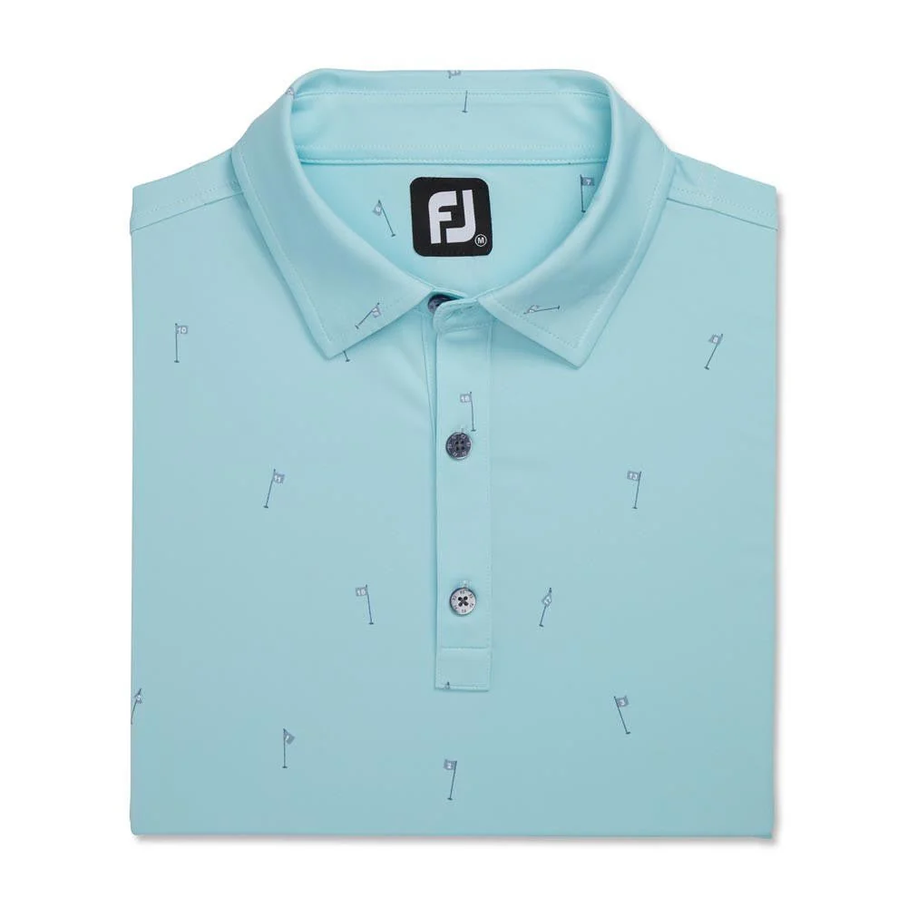 FootJoy 18 Holes Print Lisle Self Collar Polo - Image 3