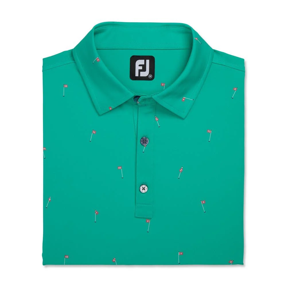 FootJoy 18 Holes Print Lisle Self Collar Polo - Image 7