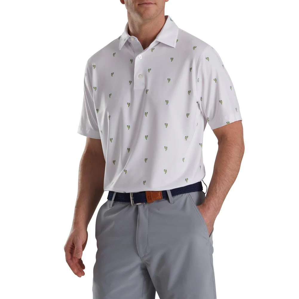 FootJoy Cactus Print Lisle Self Collar Polo - Image 10