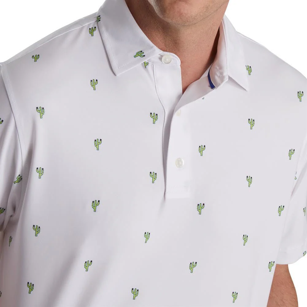 FootJoy Cactus Print Lisle Self Collar Polo - Image 11