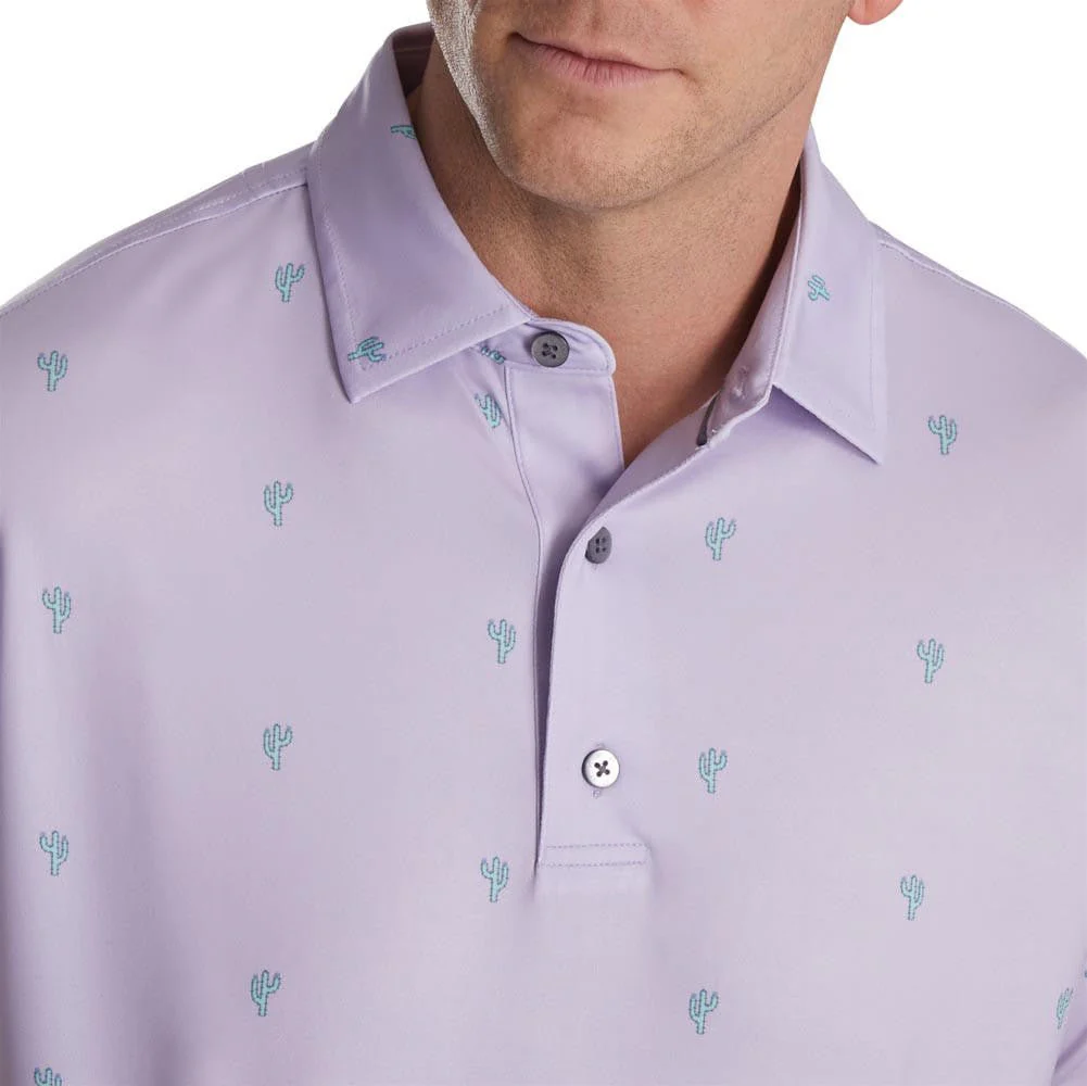 FootJoy Cactus Print Lisle Self Collar Polo - Image 2