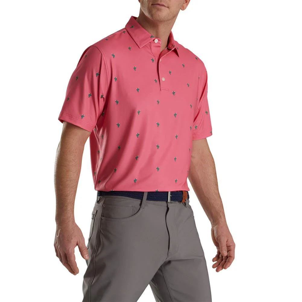 FootJoy Cactus Print Lisle Self Collar Polo - Image 5
