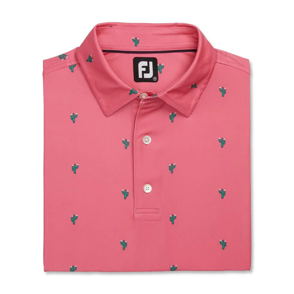 FootJoy Cactus Print Lisle Self Collar Polo - Image 6