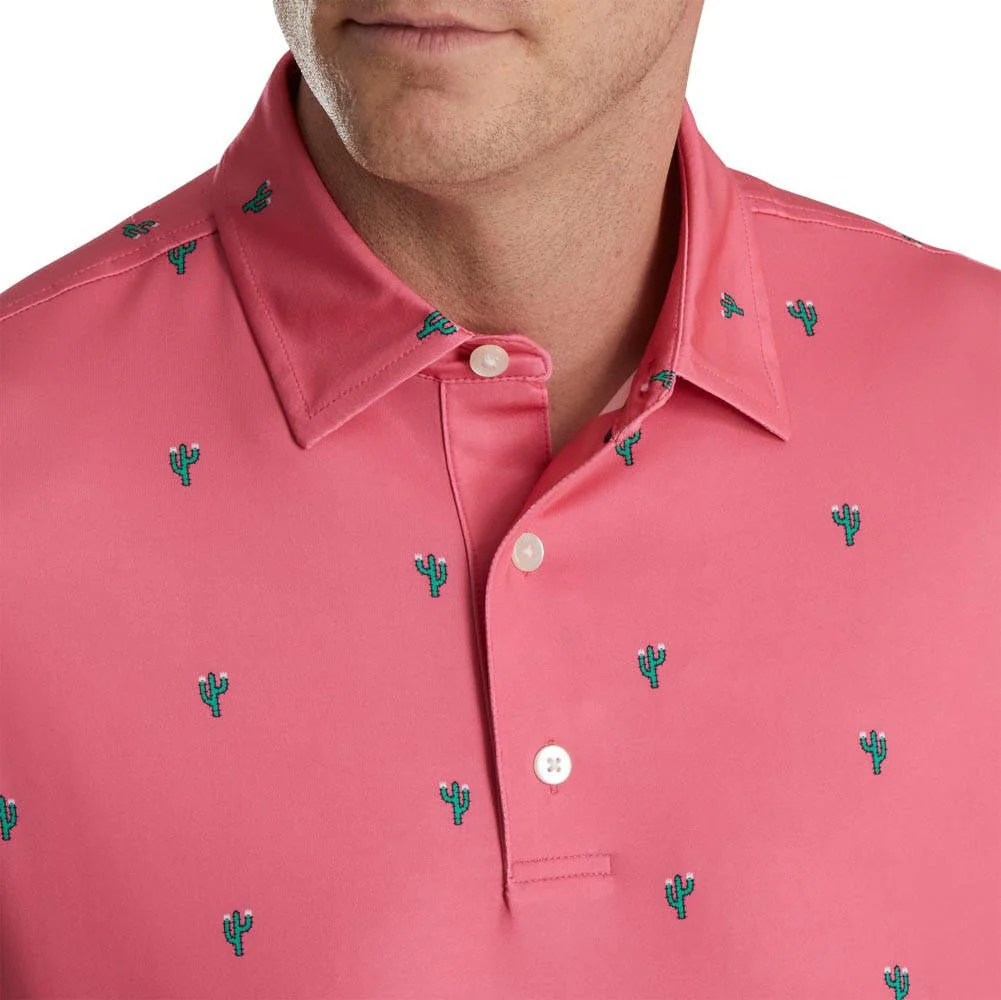 FootJoy Cactus Print Lisle Self Collar Polo - Image 7