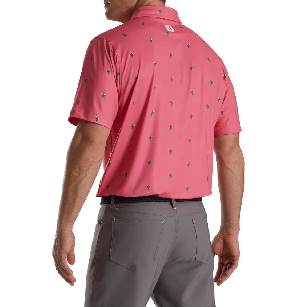 FootJoy Cactus Print Lisle Self Collar Polo - Image 8