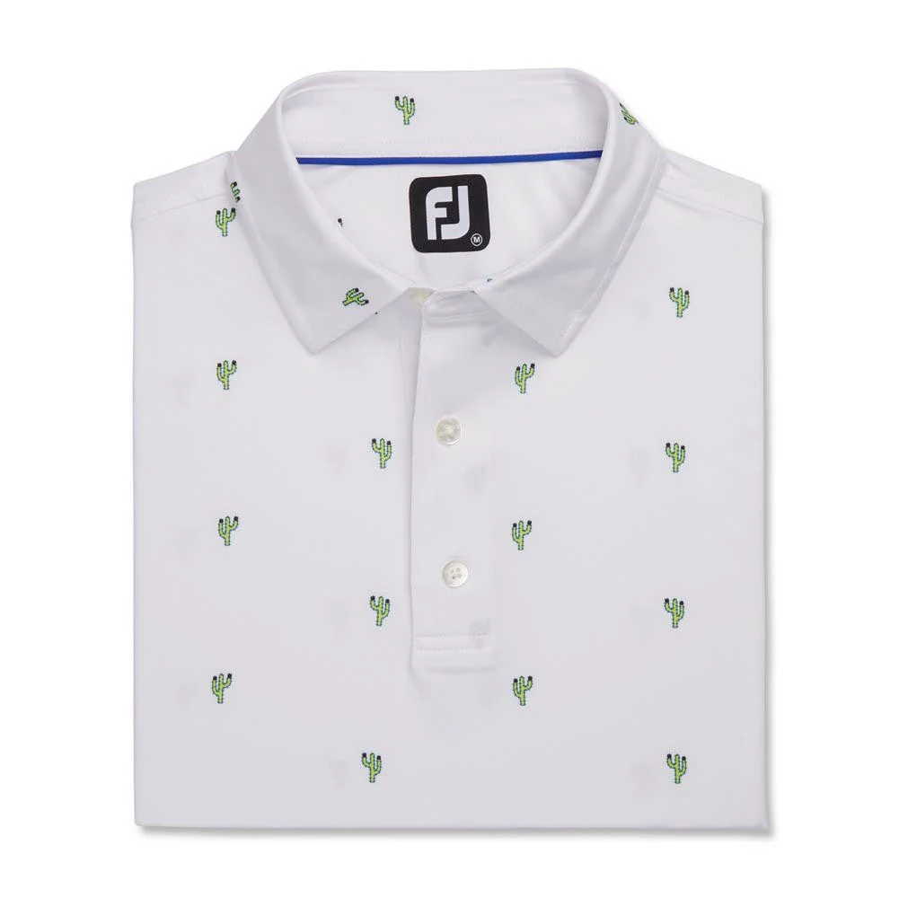 FootJoy Cactus Print Lisle Self Collar Polo - Image 9