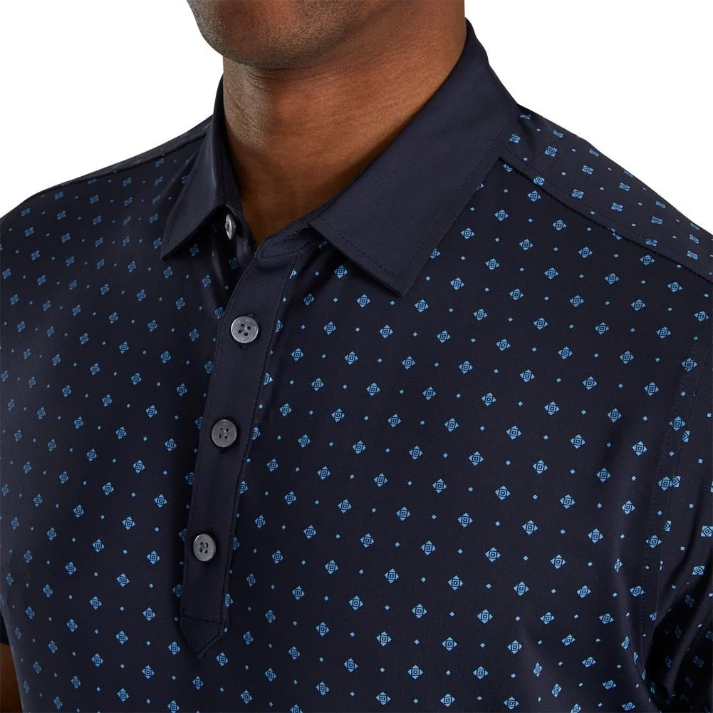 FootJoy Deco Print Self Collar Golf Polo - Athletic Fit - Image 11