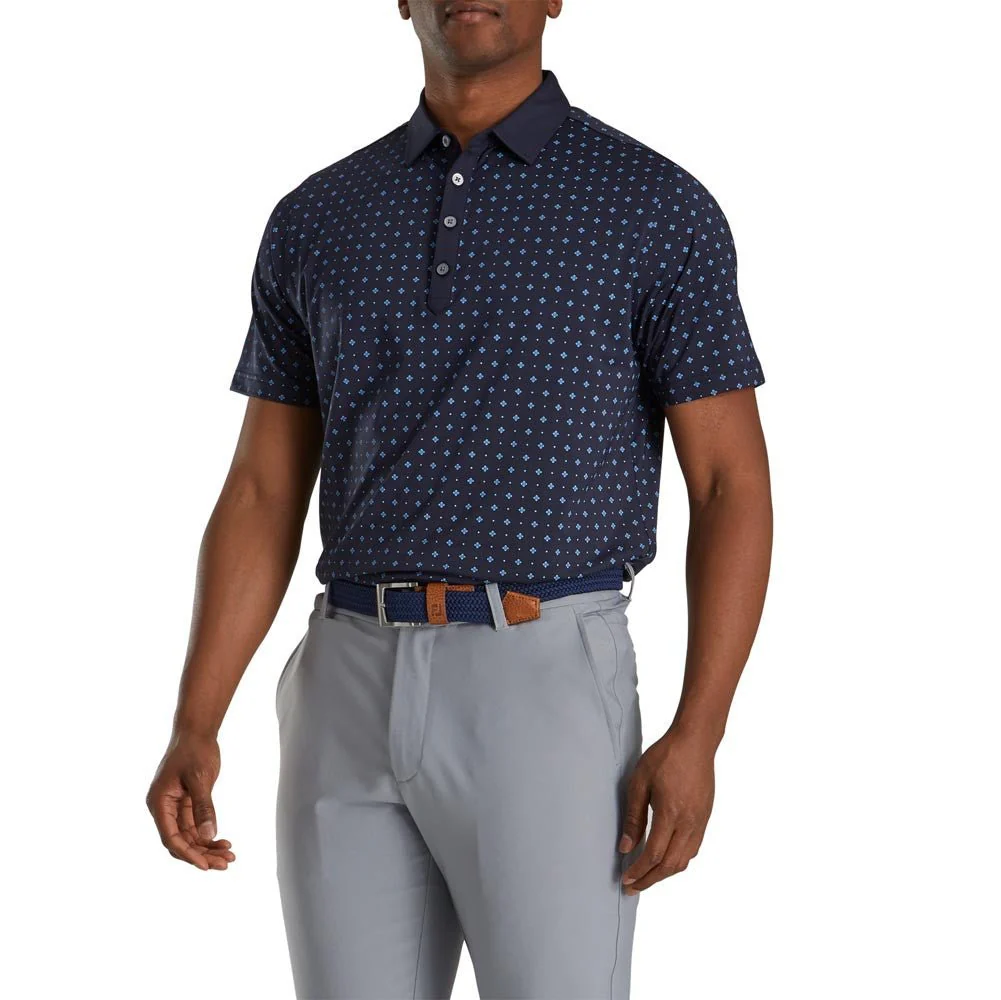 FootJoy Deco Print Self Collar Golf Polo - Athletic Fit - Image 9
