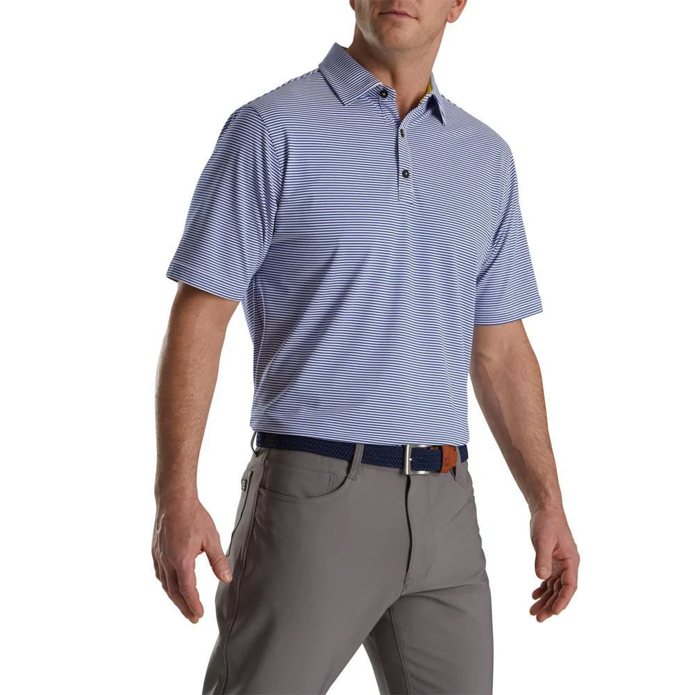FootJoy Feeder Stripe Mix Stretch Pique Self Collar Polo - Image 5