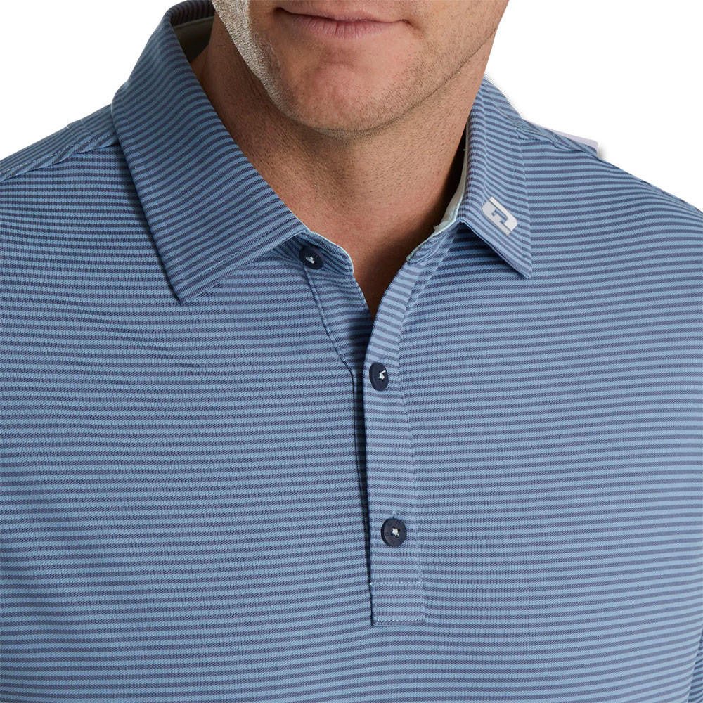 FootJoy Feeder Stripe Mix Stretch Pique Self Collar Polo - FJ Logo - Image 4