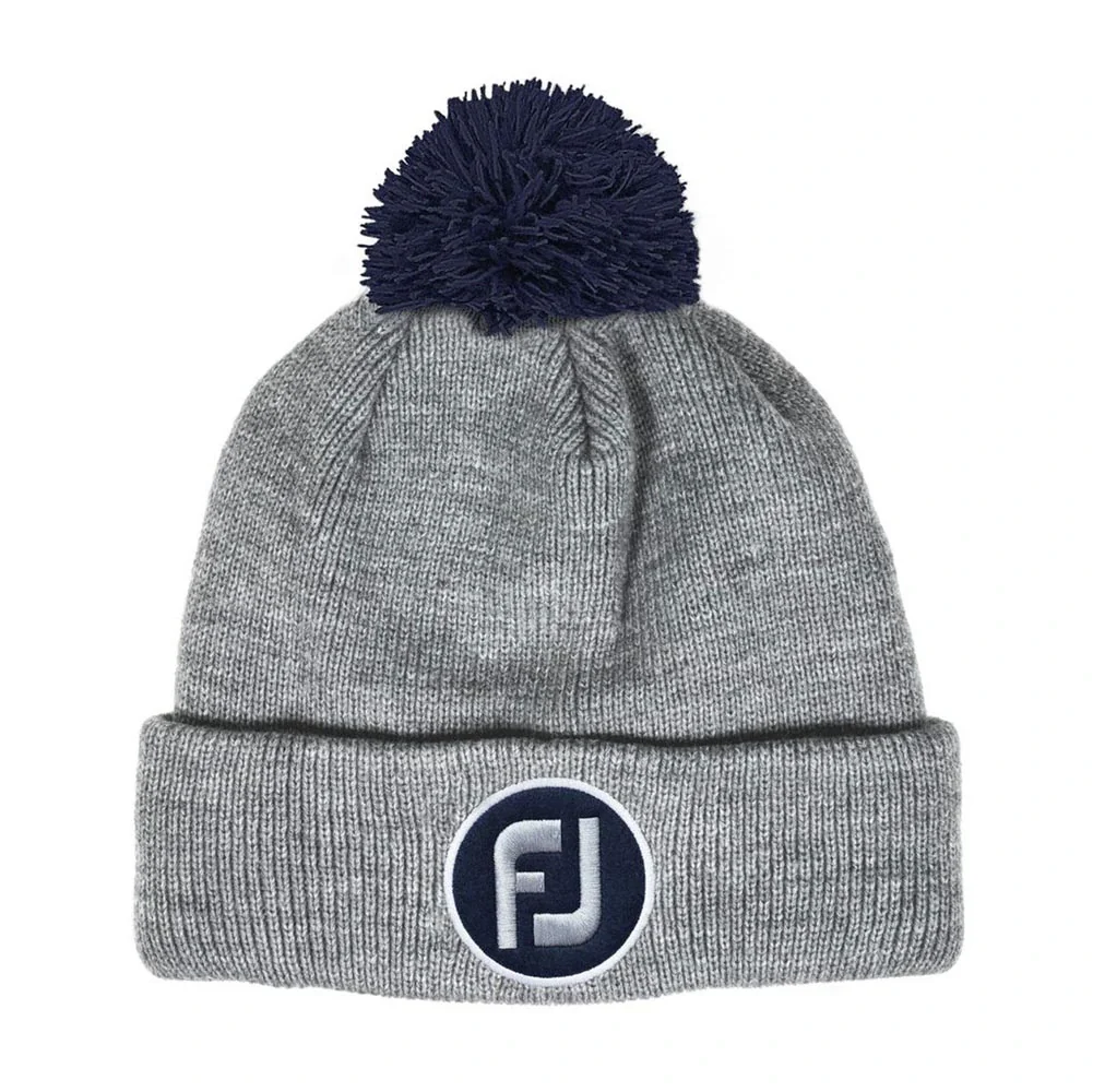 FootJoy FJ Winter Knit Pom Pom Heathered Golf Beanie - Image 2
