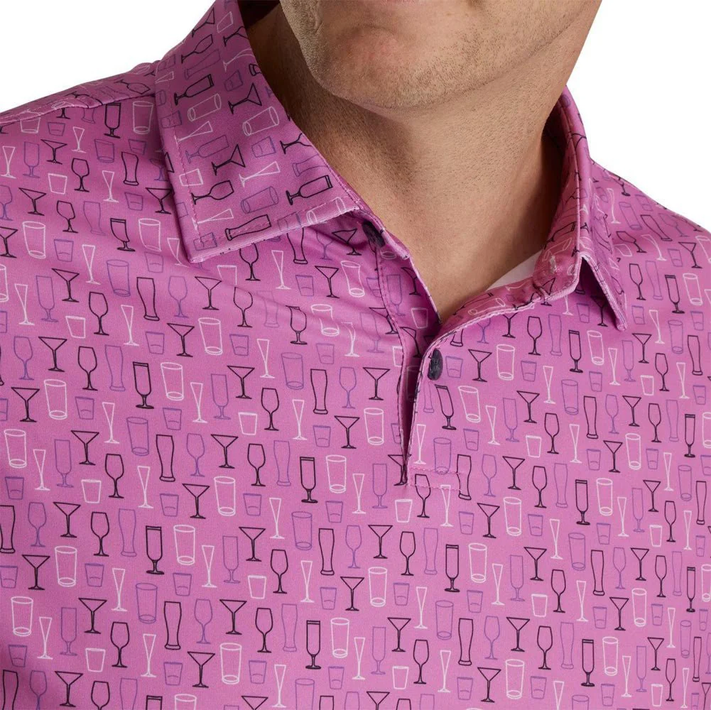 FootJoy Glass Print Lisle Self Collar Polo - Image 7