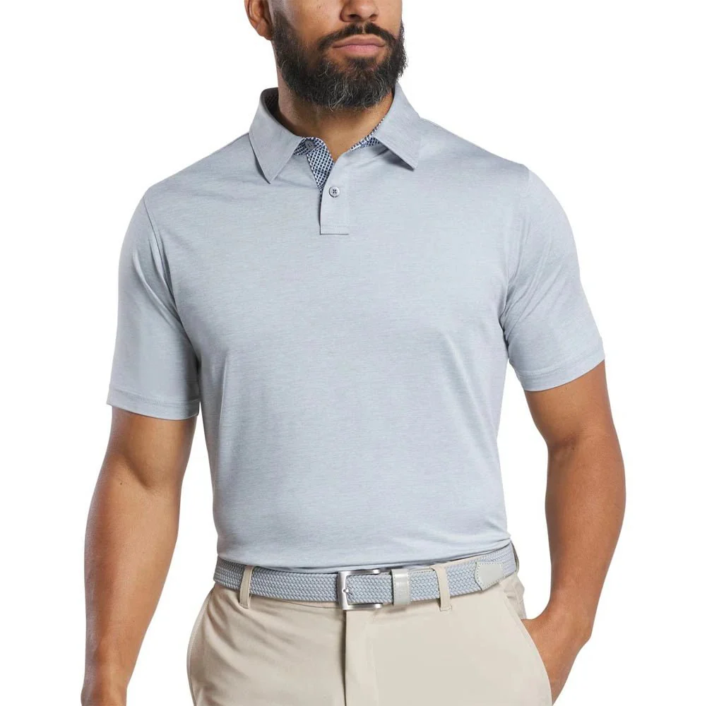 FootJoy Heather Lisle with Lattice Print Trim Golf Polo - Previous Season Style