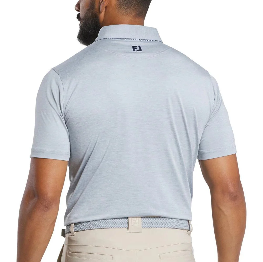 FootJoy Heather Lisle with Lattice Print Trim Golf Polo - Previous Season Style - Image 2