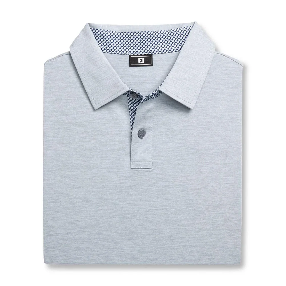 FootJoy Heather Lisle with Lattice Print Trim Golf Polo - Previous Season Style - Image 4