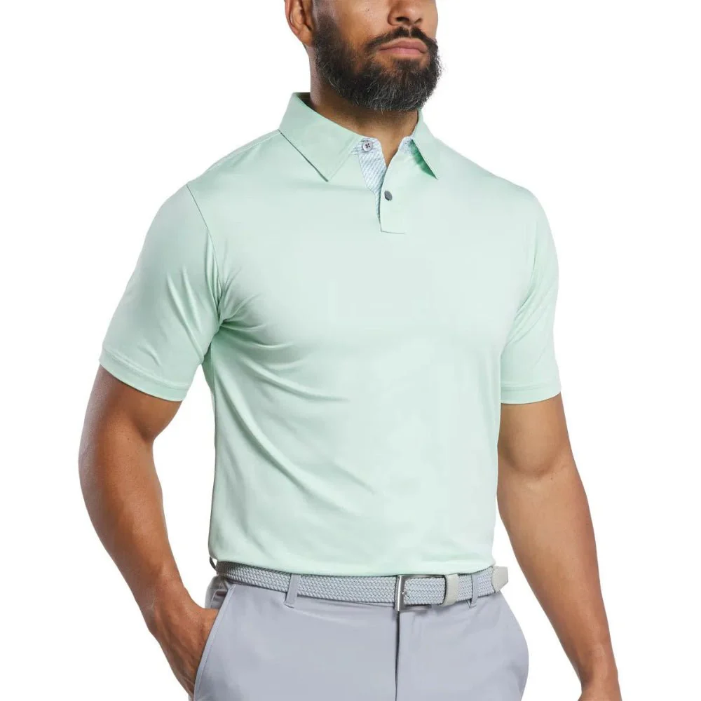 FootJoy Heather Lisle with Lattice Print Trim Golf Polo - Previous Season Style - Image 5