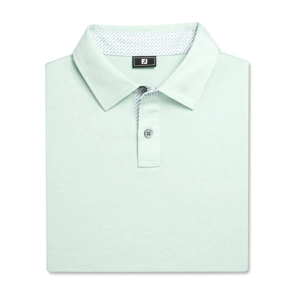 FootJoy Heather Lisle with Lattice Print Trim Golf Polo - Previous Season Style - Image 8