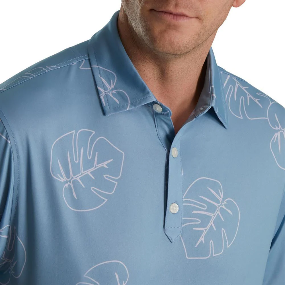 FootJoy Jungle Leaf Print Lisle Self Collar Polo - Image 4