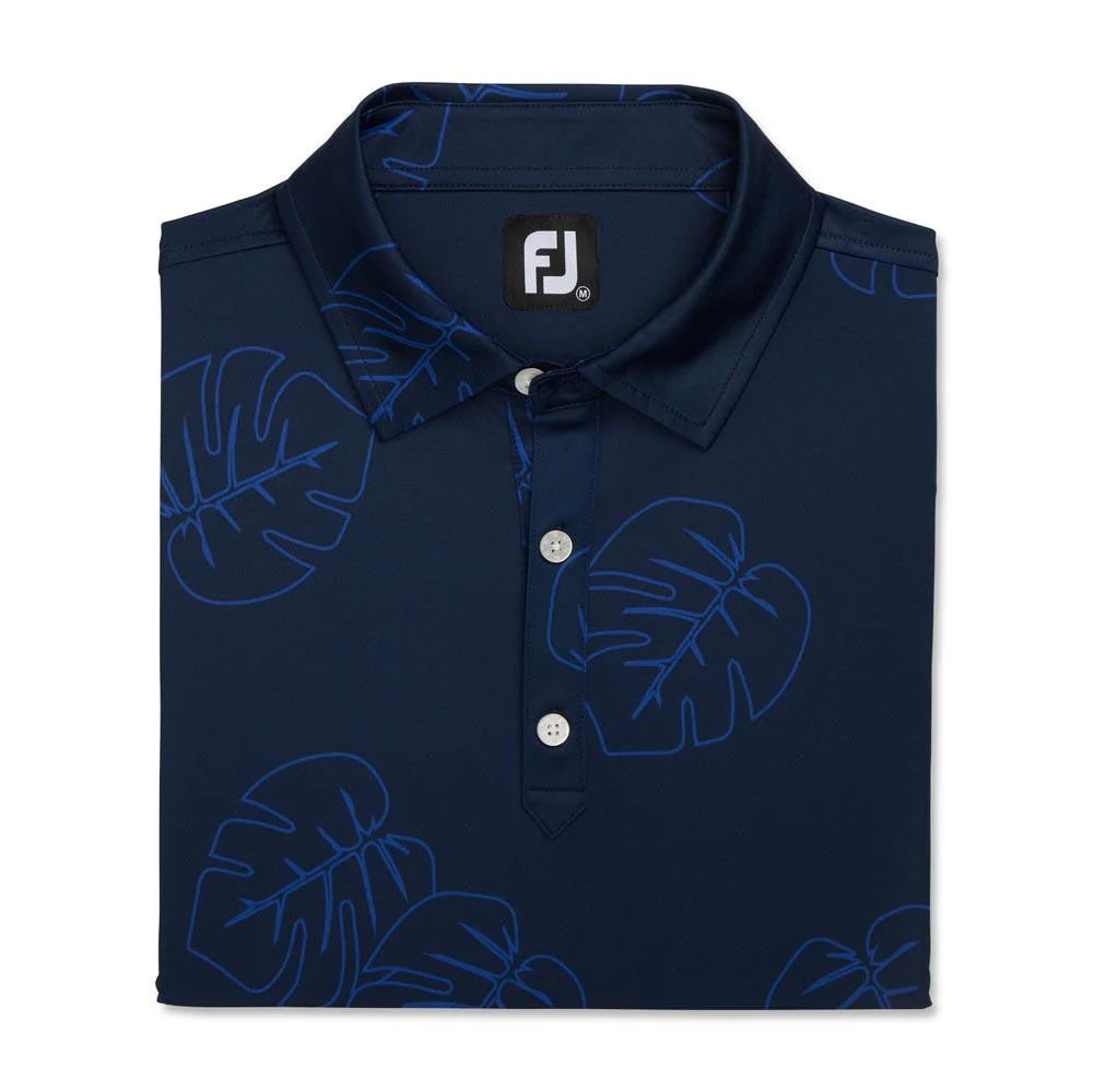 FootJoy Jungle Leaf Print Lisle Self Collar Polo - Image 6