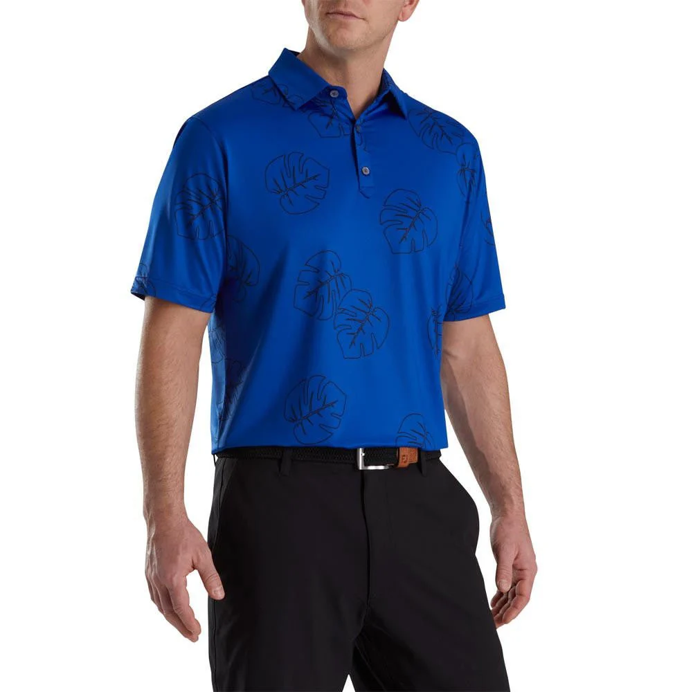 FootJoy Jungle Leaf Print Lisle Self Collar Polo - Image 9