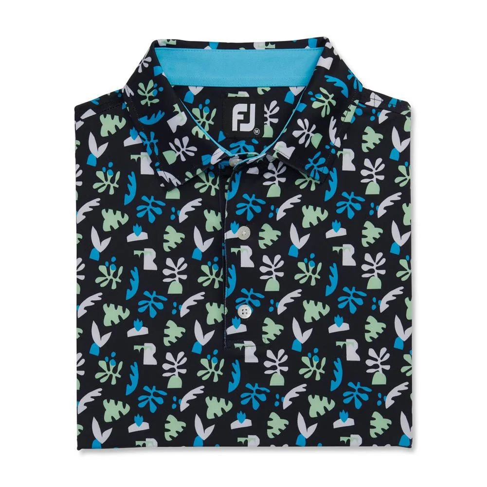 FootJoy Jungle Leaves Lisle Self Collar Polo - Image 4