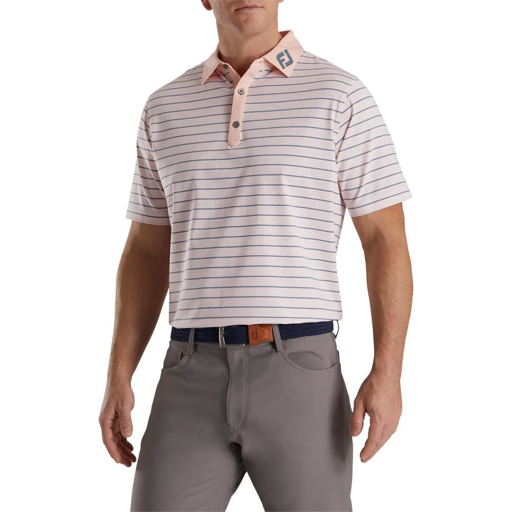 FootJoy Lisle Accented Stripe Self Collar Polo - FJ Logo - Image 2