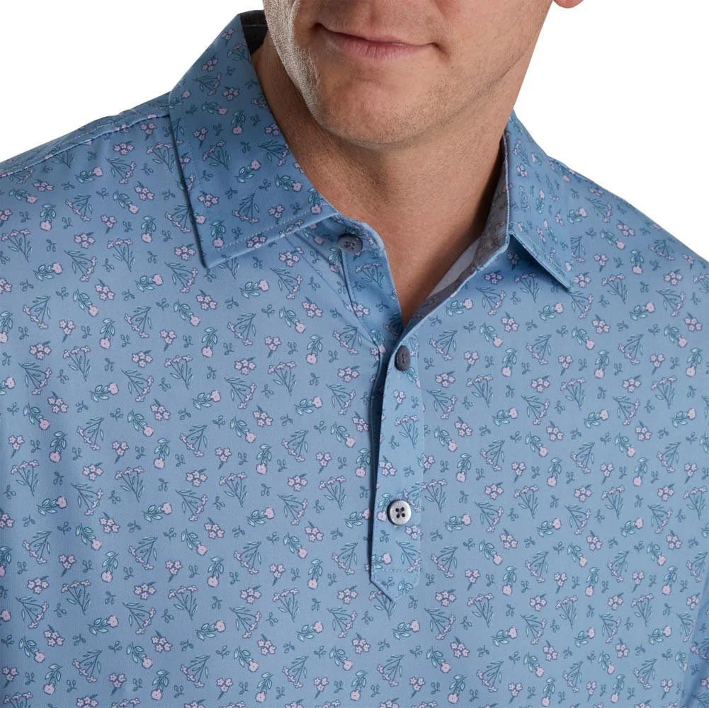 FootJoy Mini Floral Print Lisle Self Collar Polo - Image 3