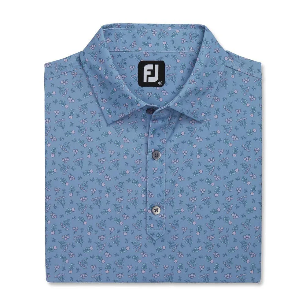 FootJoy Mini Floral Print Lisle Self Collar Polo - Image 4