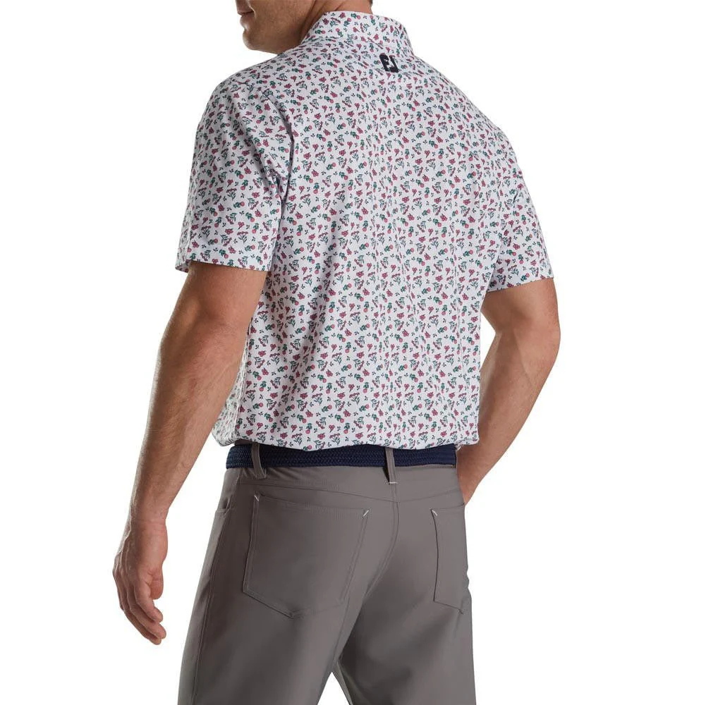 FootJoy Mini Floral Print Lisle Self Collar Polo - Image 7