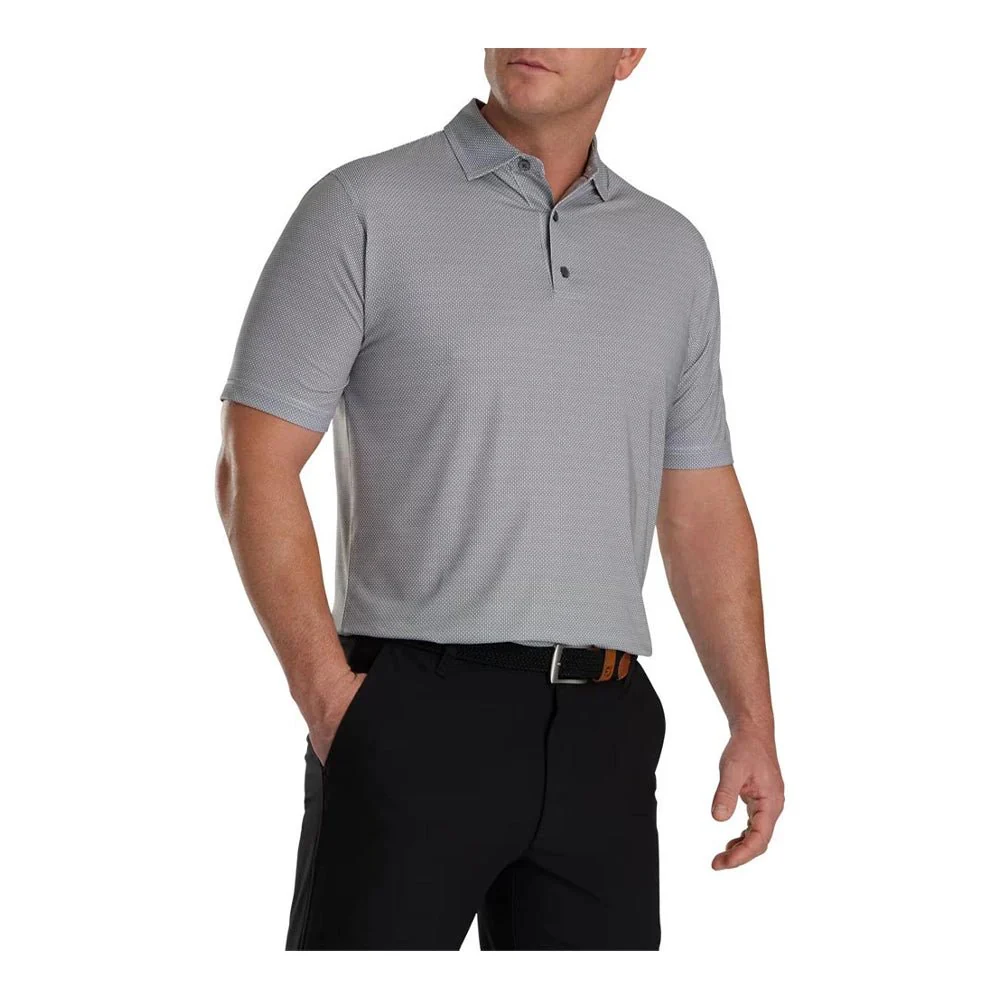 FootJoy Octagon Print Lisle Spread Collar Golf Polo - Previous Season Style