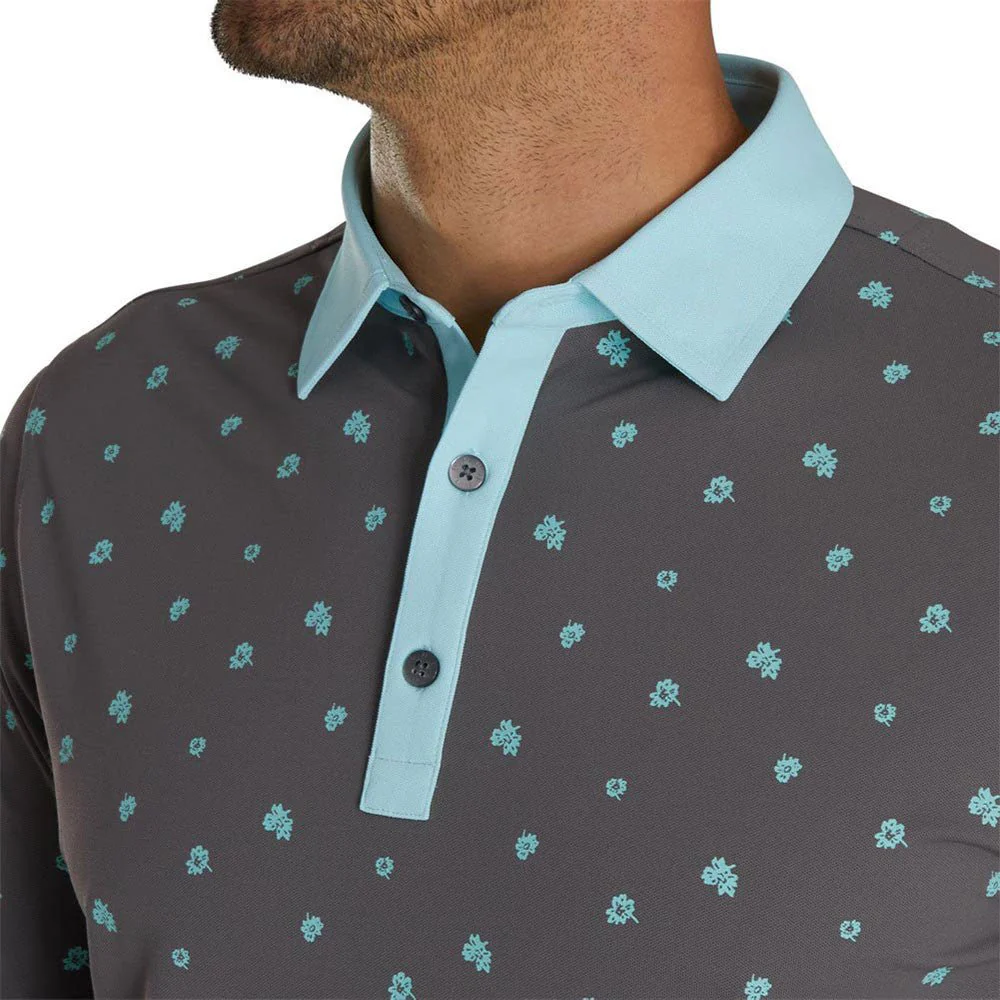 FootJoy Scattered Floral Stretch Pique Self Collar Polo - Image 2