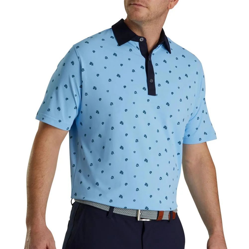 FootJoy Scattered Floral Stretch Pique Self Collar Polo - Image 5