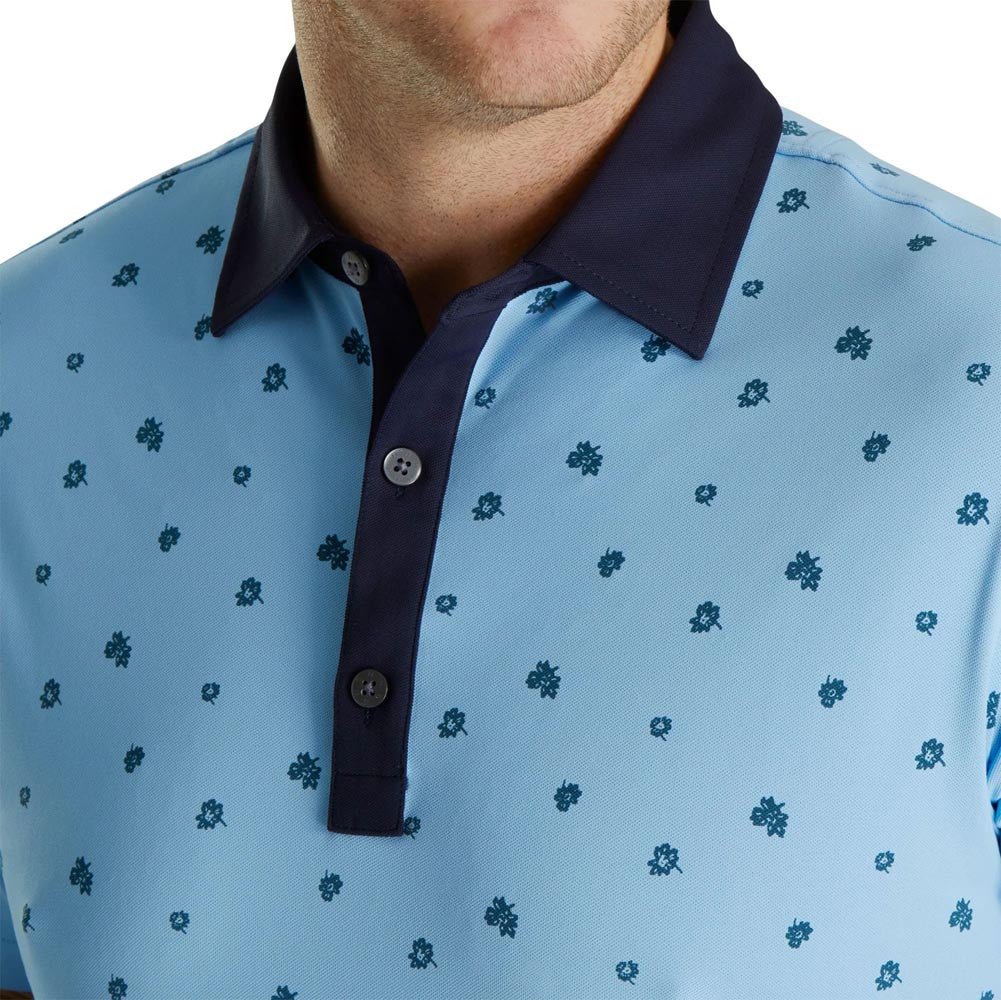 FootJoy Scattered Floral Stretch Pique Self Collar Polo - Image 7