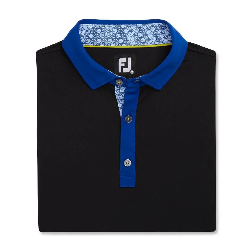 FootJoy Solid Spiral Print Trim Lisle Self Collar Golf Polo - Image 3