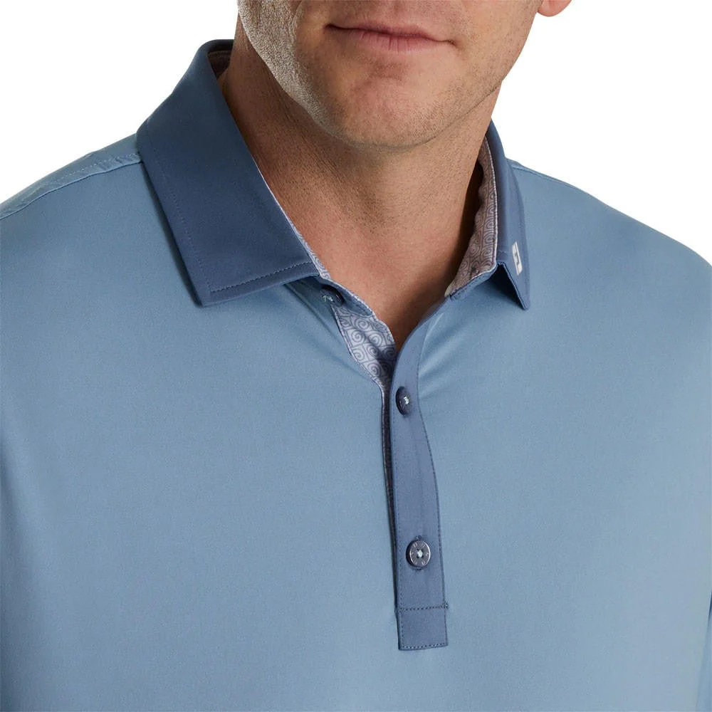 FootJoy Solid Spiral Print Trim Lisle Self Collar Polo - FJ Logo - Image 2