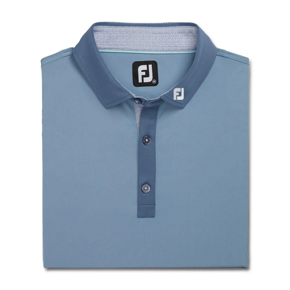FootJoy Solid Spiral Print Trim Lisle Self Collar Polo - FJ Logo - Image 3