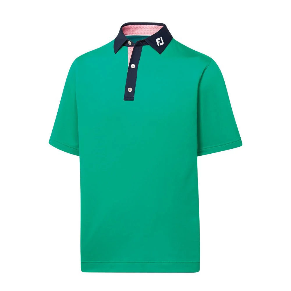 FootJoy Solid Spiral Print Trim Lisle Self Collar Polo - FJ Logo - Image 5