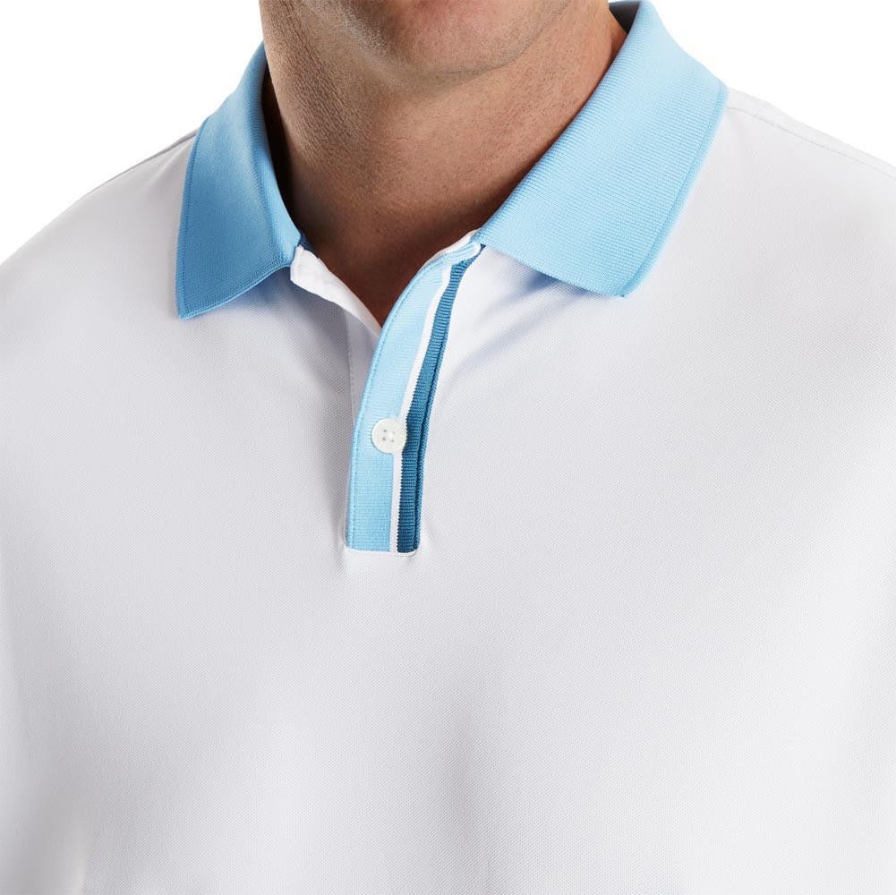 FootJoy Solid Stretch Pique with Stripe Placket Knit Collar Golf Polo - Image 7