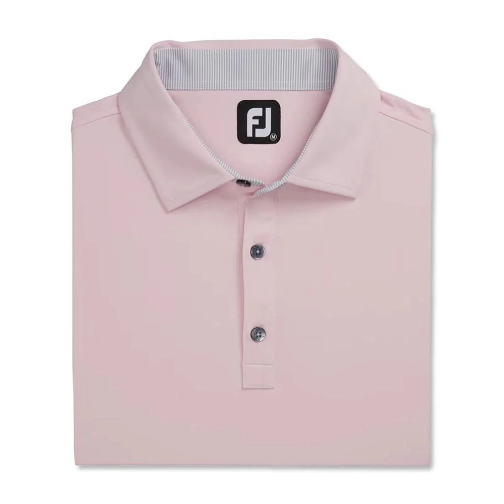 FootJoy Solid with Microstripe Trim Lisle Self Collar Golf Polo - Previous Season Style - Image 4