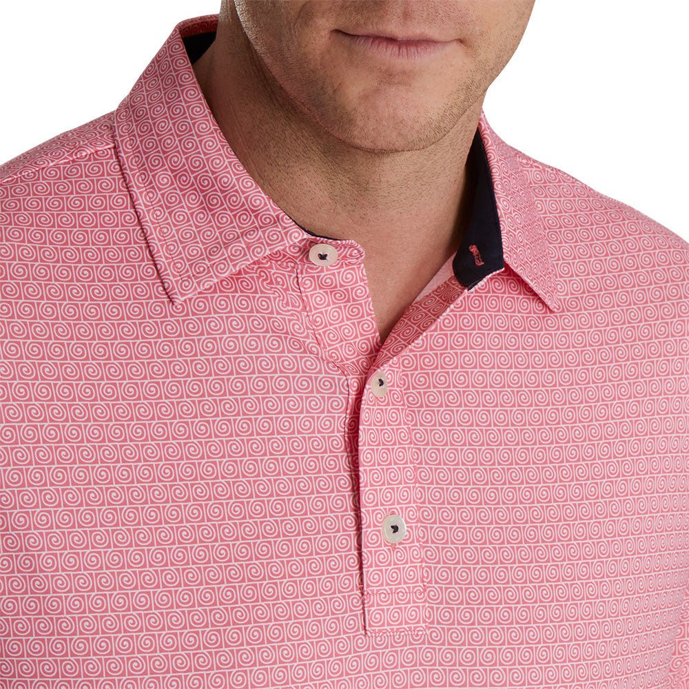FootJoy Spiral Line Print Lisle Self Collar Polo - Image 4