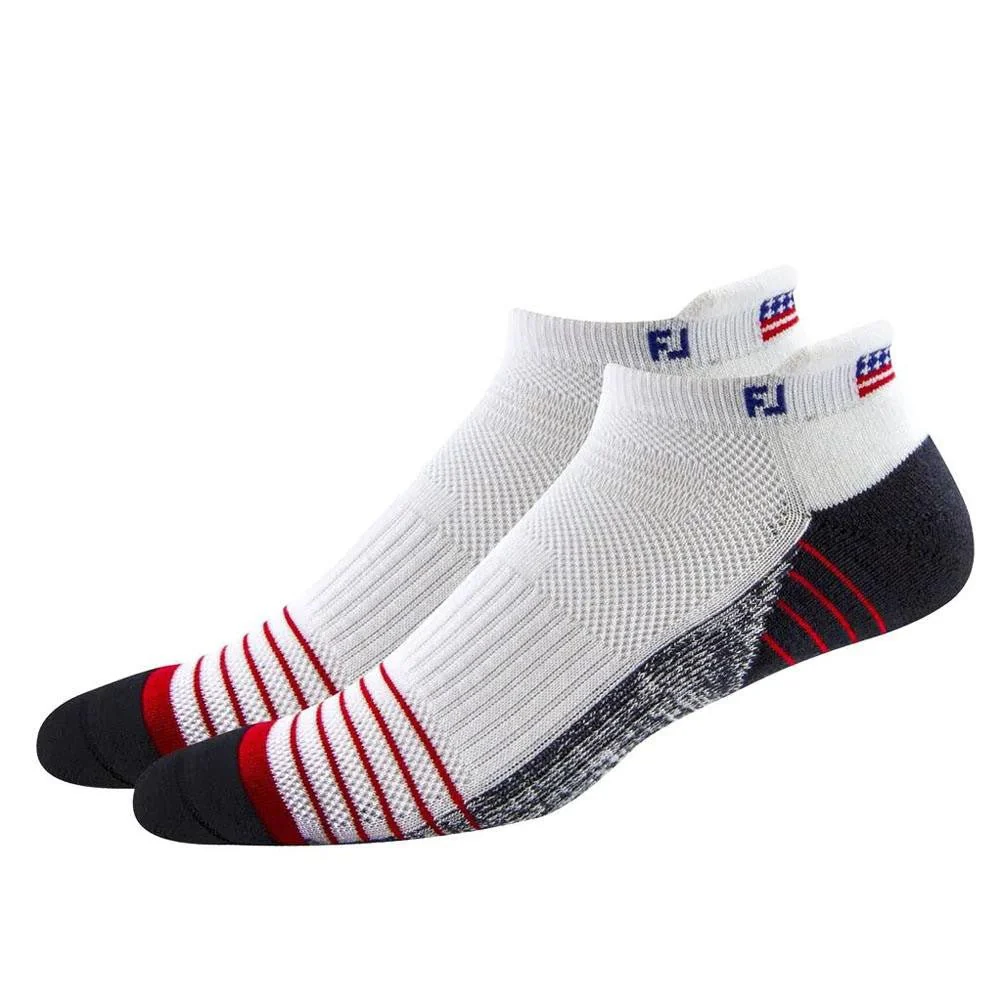 FootJoy TechSof Tour Roll-Tab Sock - 2 Pack - USA Flag